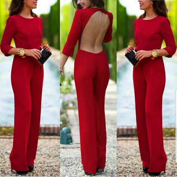 long sleeve backless jumpsuit